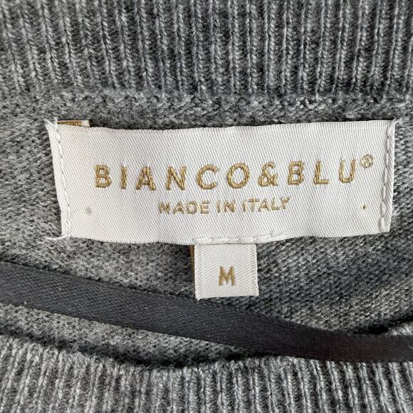 Bianco & Blu Sz M Sweater Wool Cashmere Silk Blend Short Sleeve Minimalist Italy - Picture 4 of 10